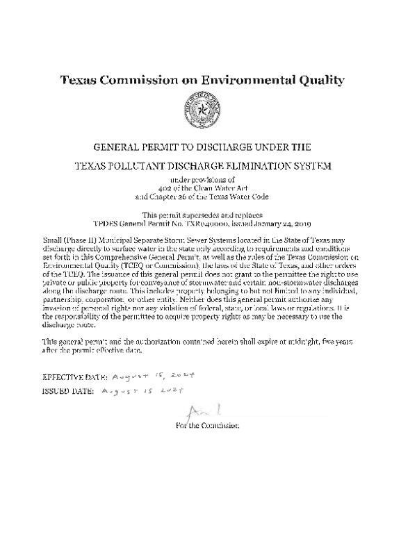 2024 Texas MS4 Stormwater Management Plan (TXR040000)