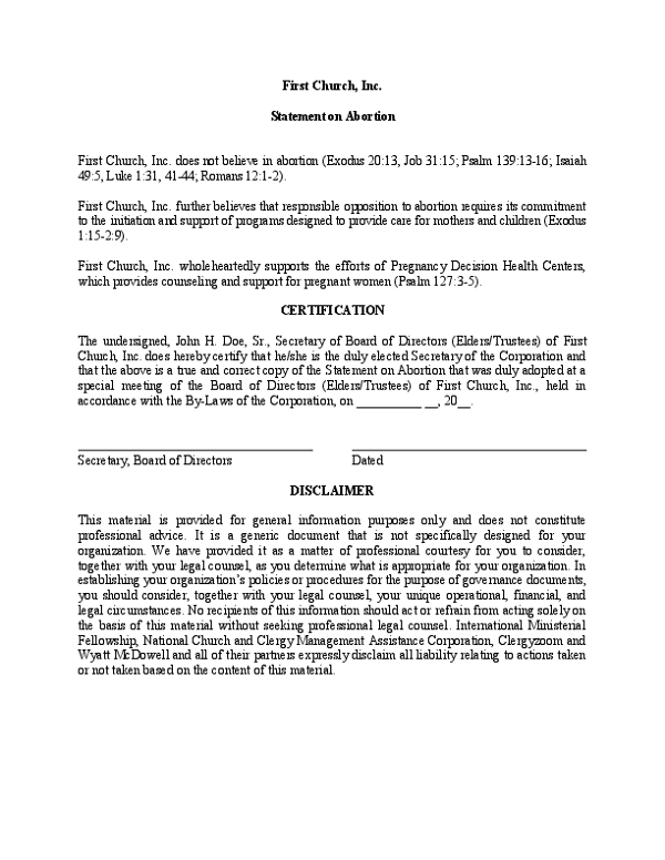 Statement on Abortion