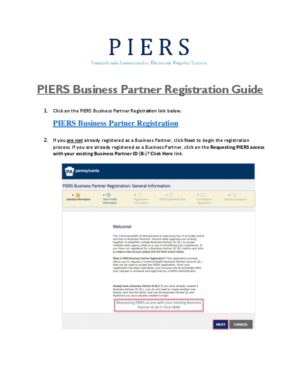 PIERS Business Partner Registration Guide