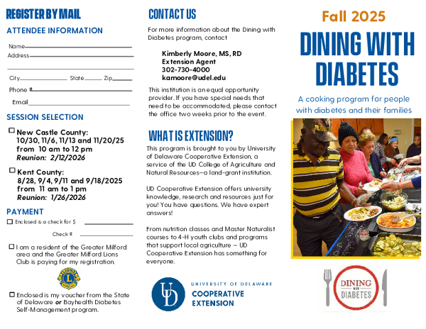 Dining with Diabetes Brochure - Fall 2025