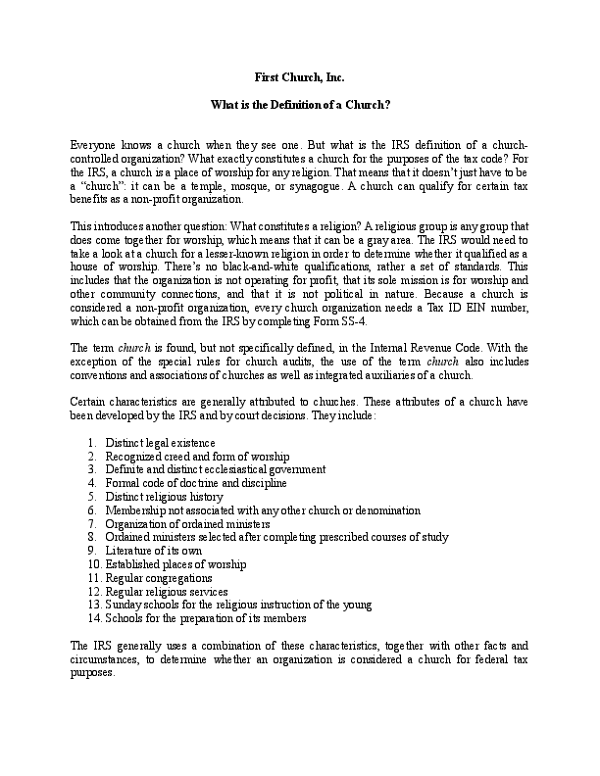 What is the Definition of a Church