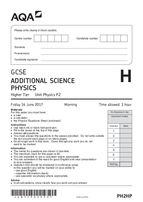 GCSE Additional Science Physics, Higher Tier, Unit P2 - 2017.pdf