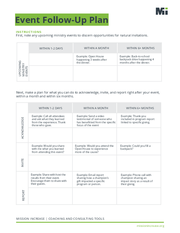 Event Follow-Up Plan Editable 