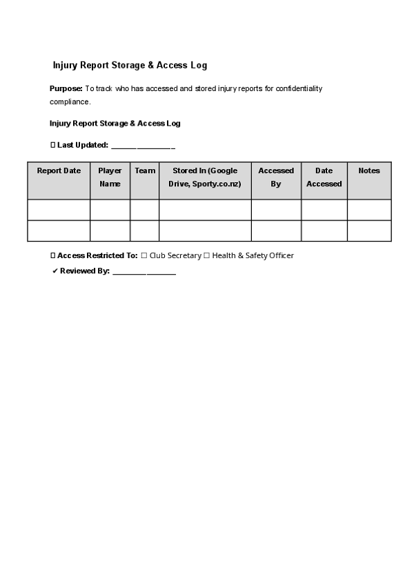 Injury Report Storage & Access Log.docx