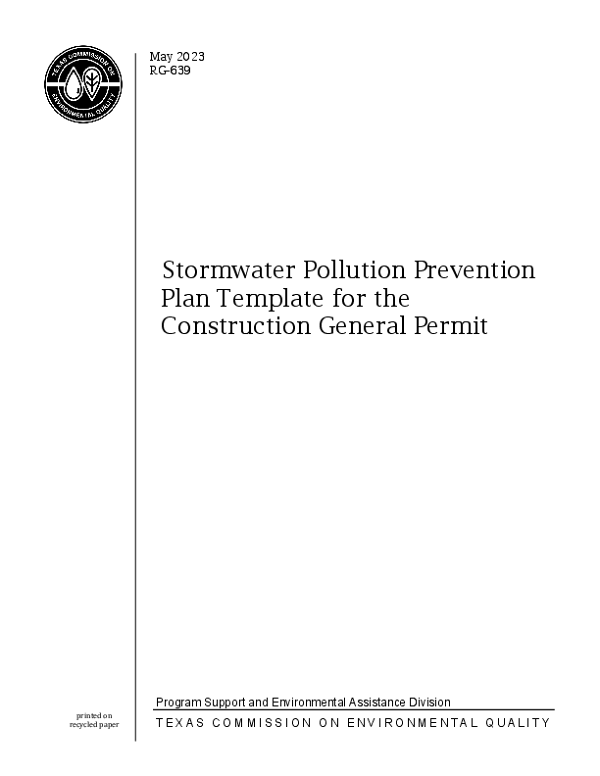 TCEQ Construction SWPPP Template & Guide (TXR150000)