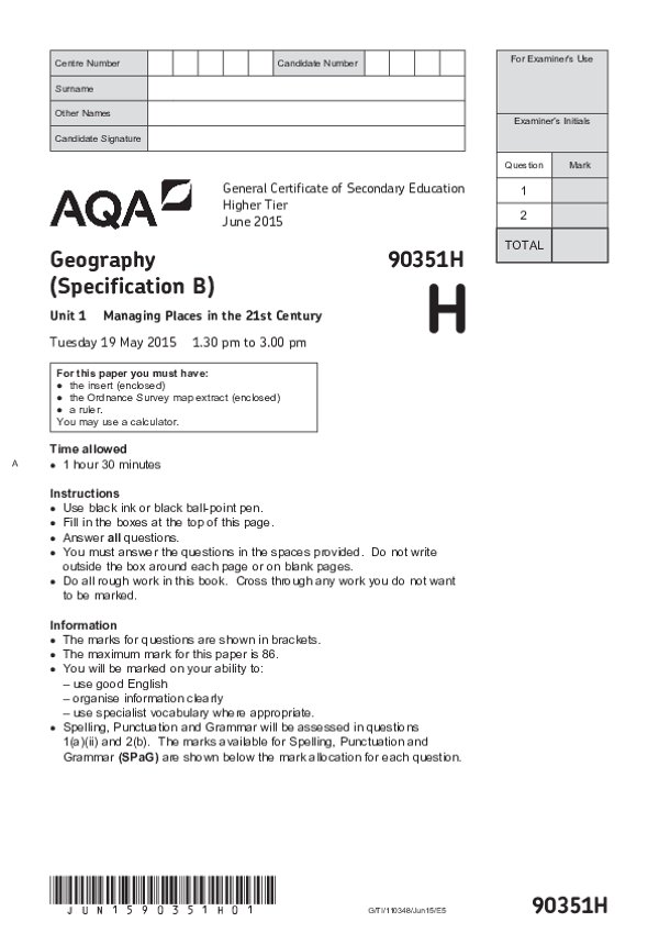 GCSE Geography, Spec B, Higher Tier, Managing Places - 2015.pdf