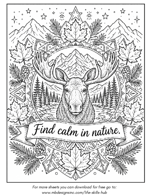 Colouring Sheet - Find Calm in Nature
