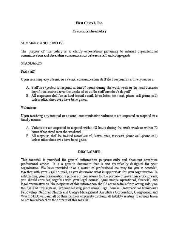 Communication Policy