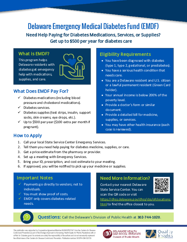 Delaware Emergency Medical Diabetes Fund - Patient Flyer