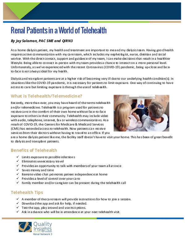 Renal Patients in a World of Telehealth