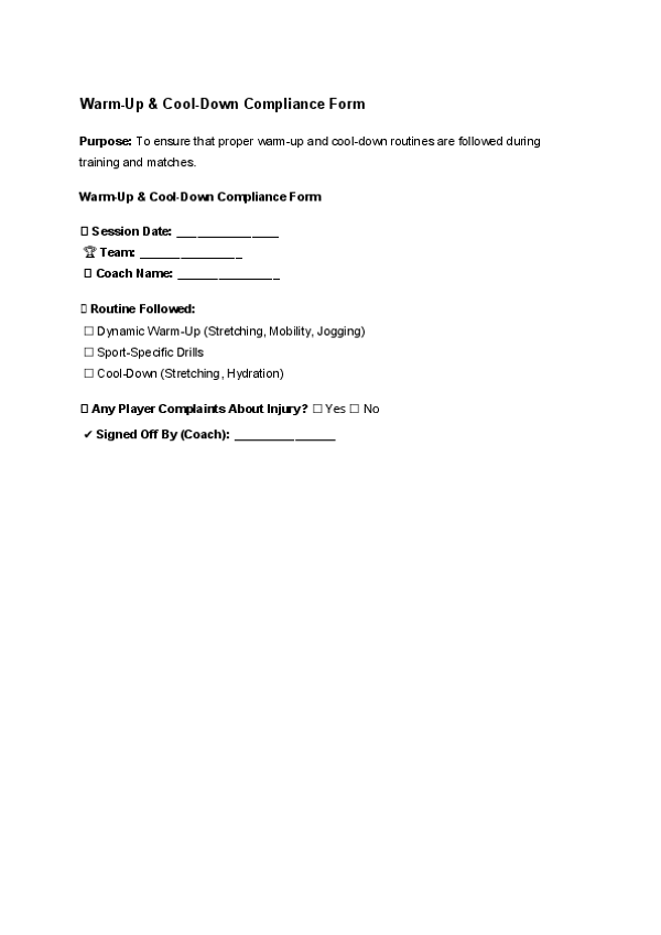 Warm-Up & Cool-Down Compliance Form.docx