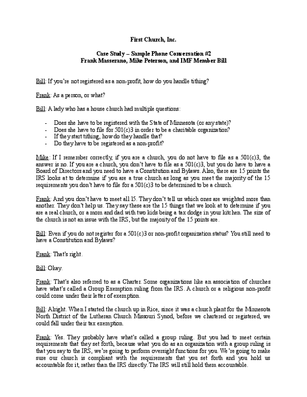 Case Study Sample Phone Conversation #2