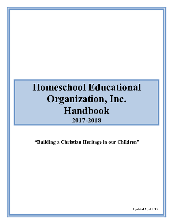 Sample Homeschool Co-op Handbook