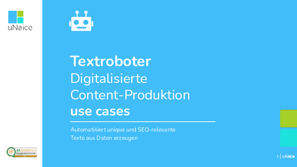 Textroboter - Digitalisierte Content-Produktion use cases
