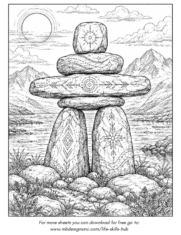 Colouring Sheet - Inukshuk
