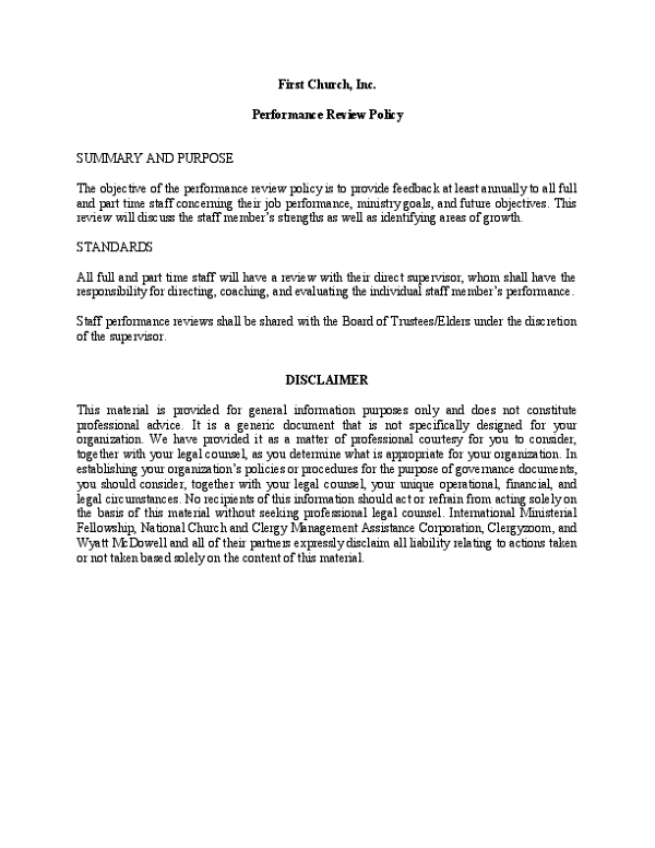 Performance Review Policy