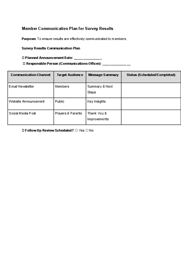 Member Communication Plan for Survey Results.docx