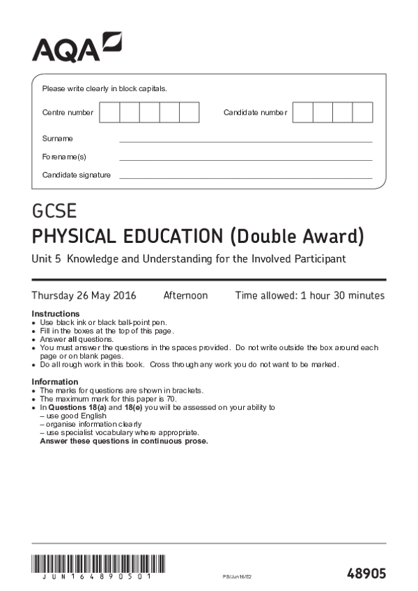 GCSE Physical Education, Unit 5 - 2016.pdf