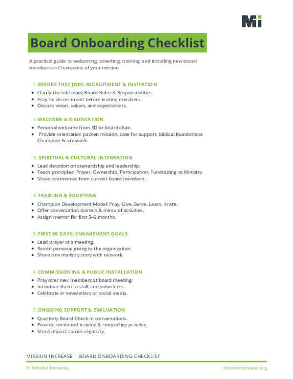 Board Onboarding Checklist