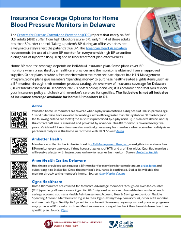 Blood Pressure Monitor Insurance Coverage in Delaware