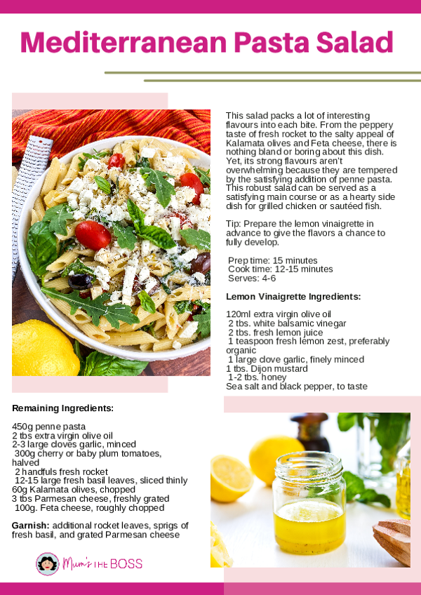 Mediterranean pasta salad recipe