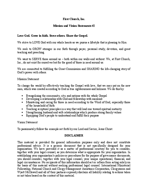 Mission and Vision Statements #2