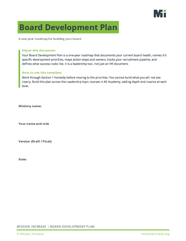 Board Development Plan Fillable